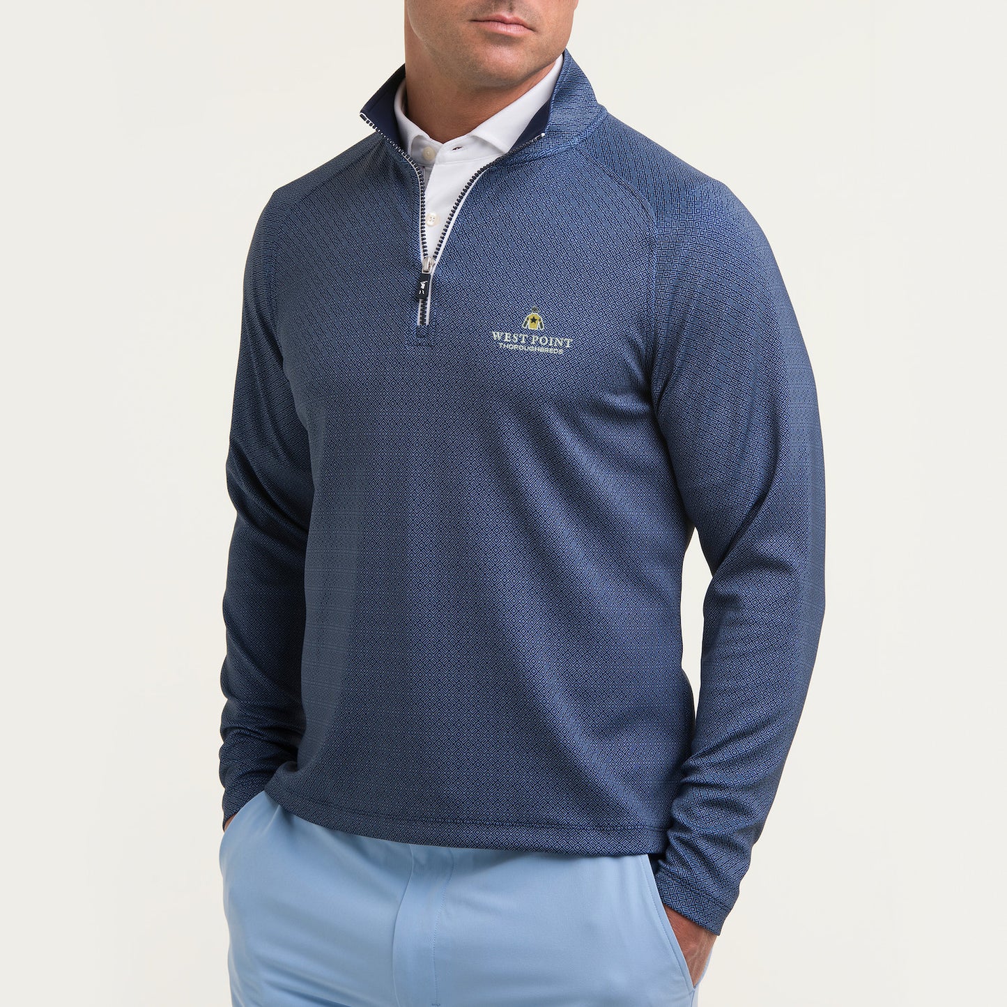 Men's Blue Art Deco Quarter Zip