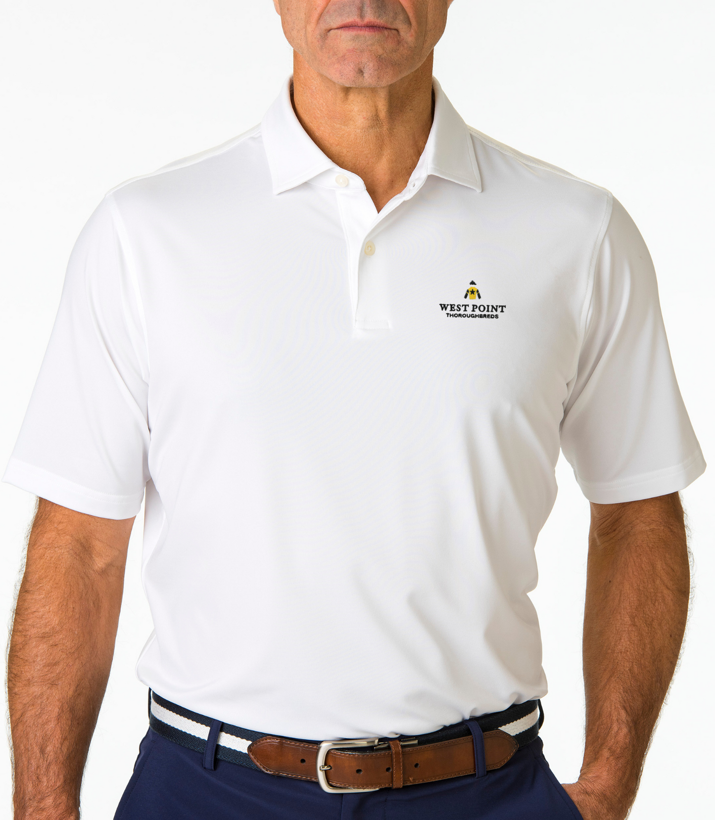 Mens White Golf Polo